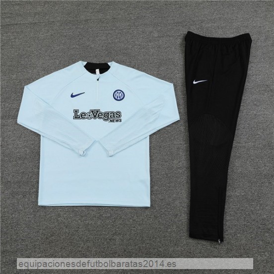 Nuevo Conjunto Completo Sudadera Entrenamiento Niños Inter Milan 23/24 Azul Claro Negro Baratas